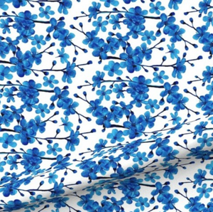 Blue Cherry Blossom Pillow