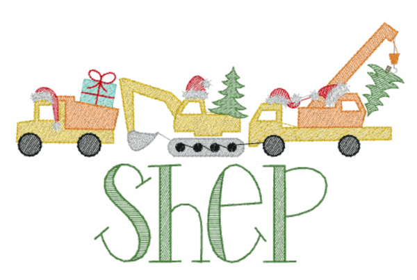 Construction Christmas- White Muslin