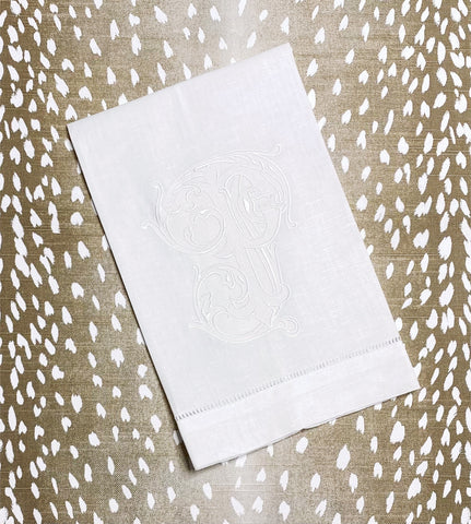 Patricia Kalevas- White Vintage Vine Linen Towel