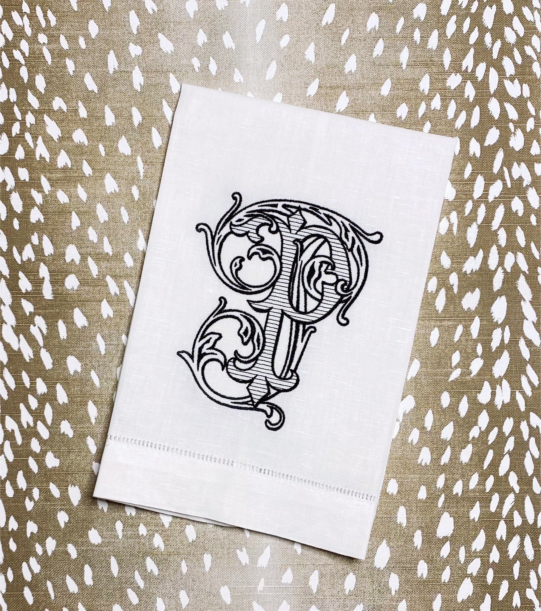 Patricia Kalevas- Black Vintage Vine Linen Towel