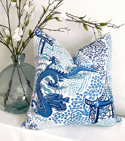 Blue Dragon Pillow- 20"