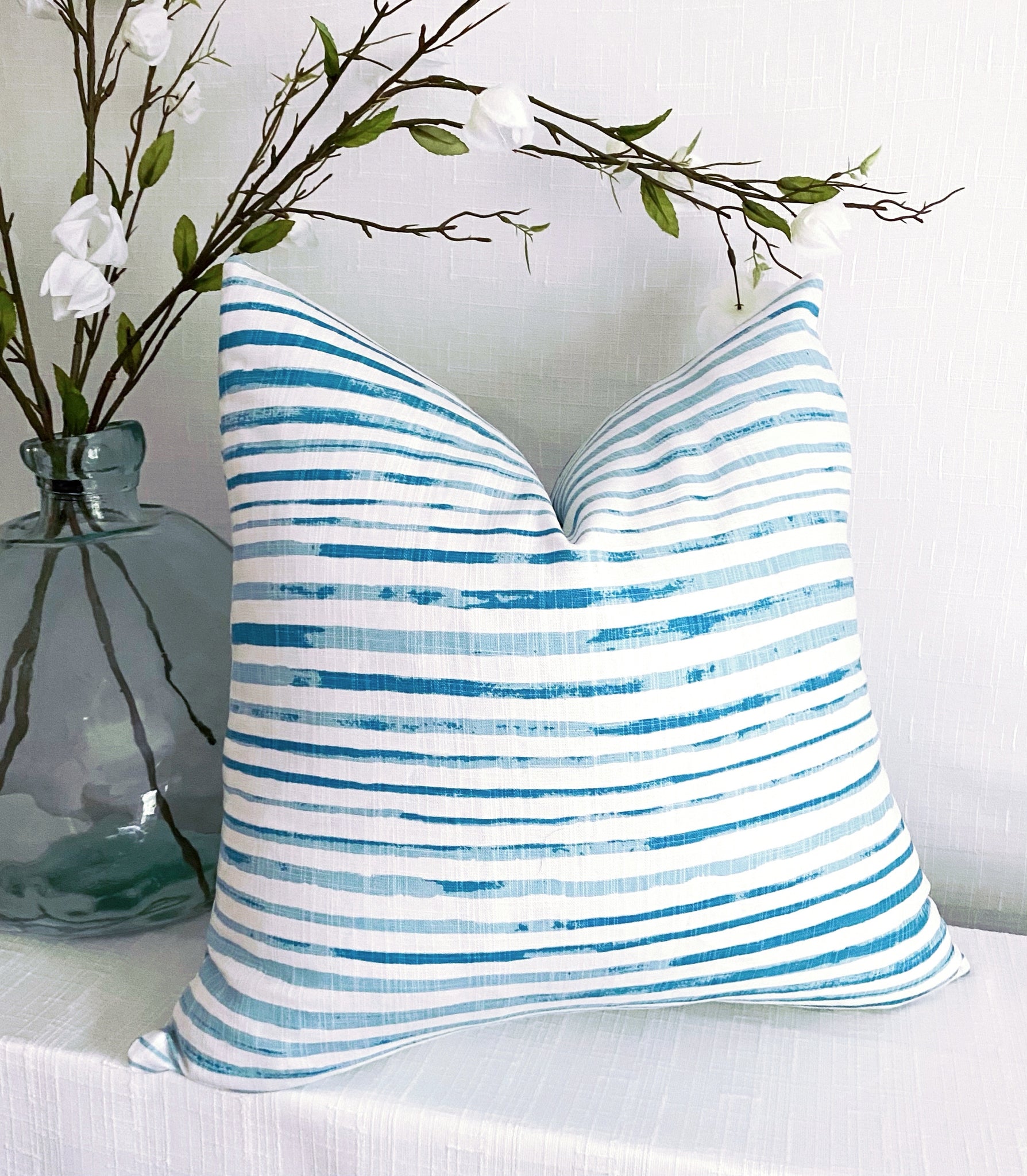 Aqua Stripe Pillow- 20"