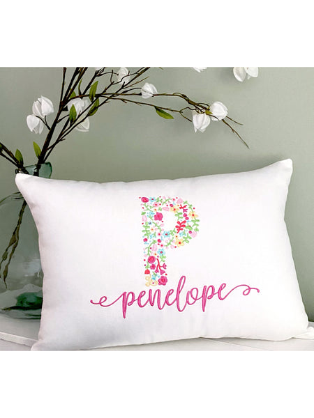 Baby Girl Big Initial & Name Pillow