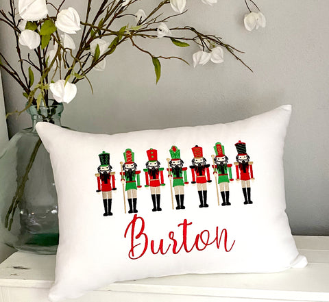 Red & Green Nutcracker Christmas Pillow