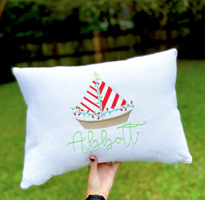 Christmas Sailboat Pillow