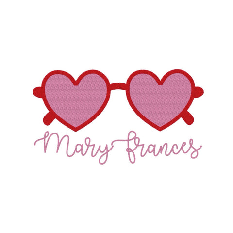 Girly Valentine Glasses- Baby Bib