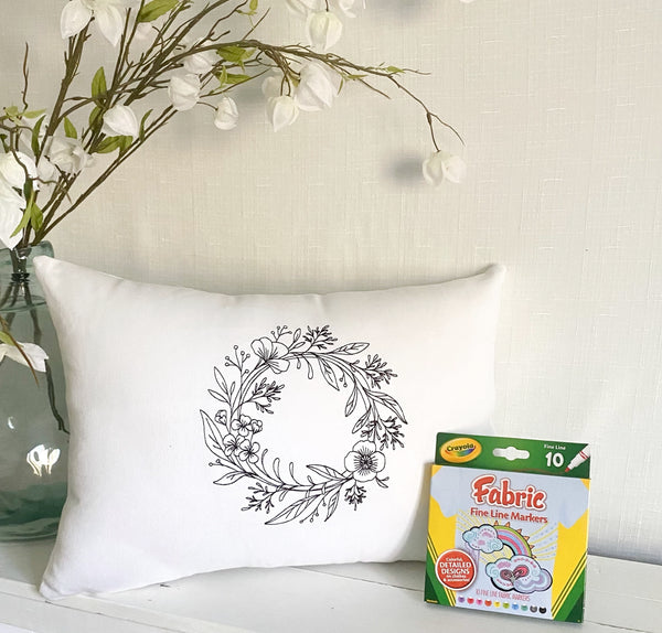 For A Cause Coloring Flower Wreath Pillow
