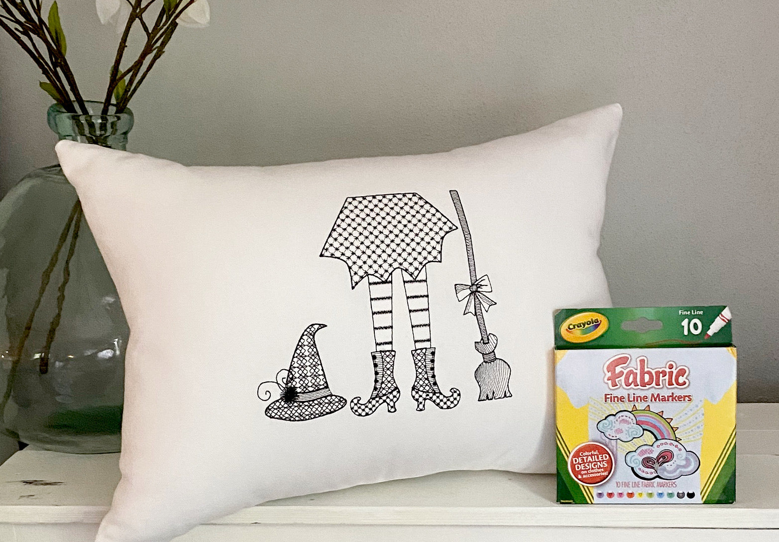 For A Cause Coloring Halloween Witch Pillow