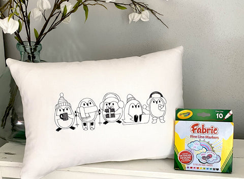 For A Cause Coloring Winter Penguin Pillow