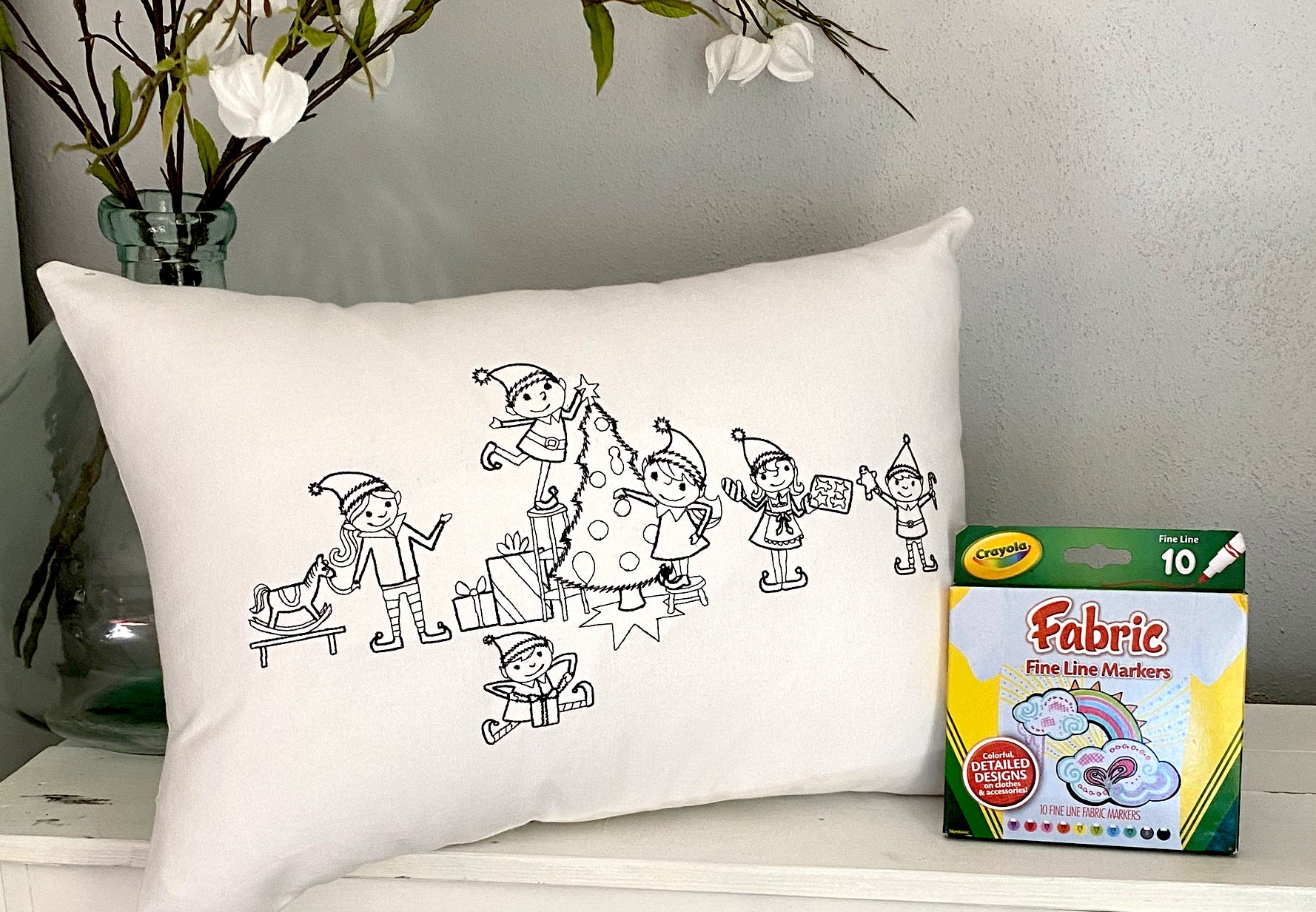 For A Cause Coloring Santa's Elves Pillow