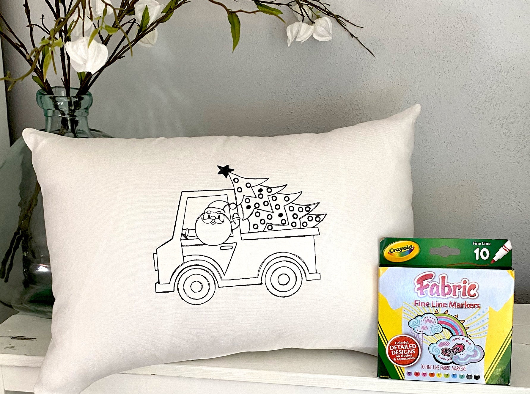 For A Cause Coloring Santa's Truck Pillow