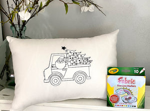 For A Cause Coloring Santa's Truck Pillow