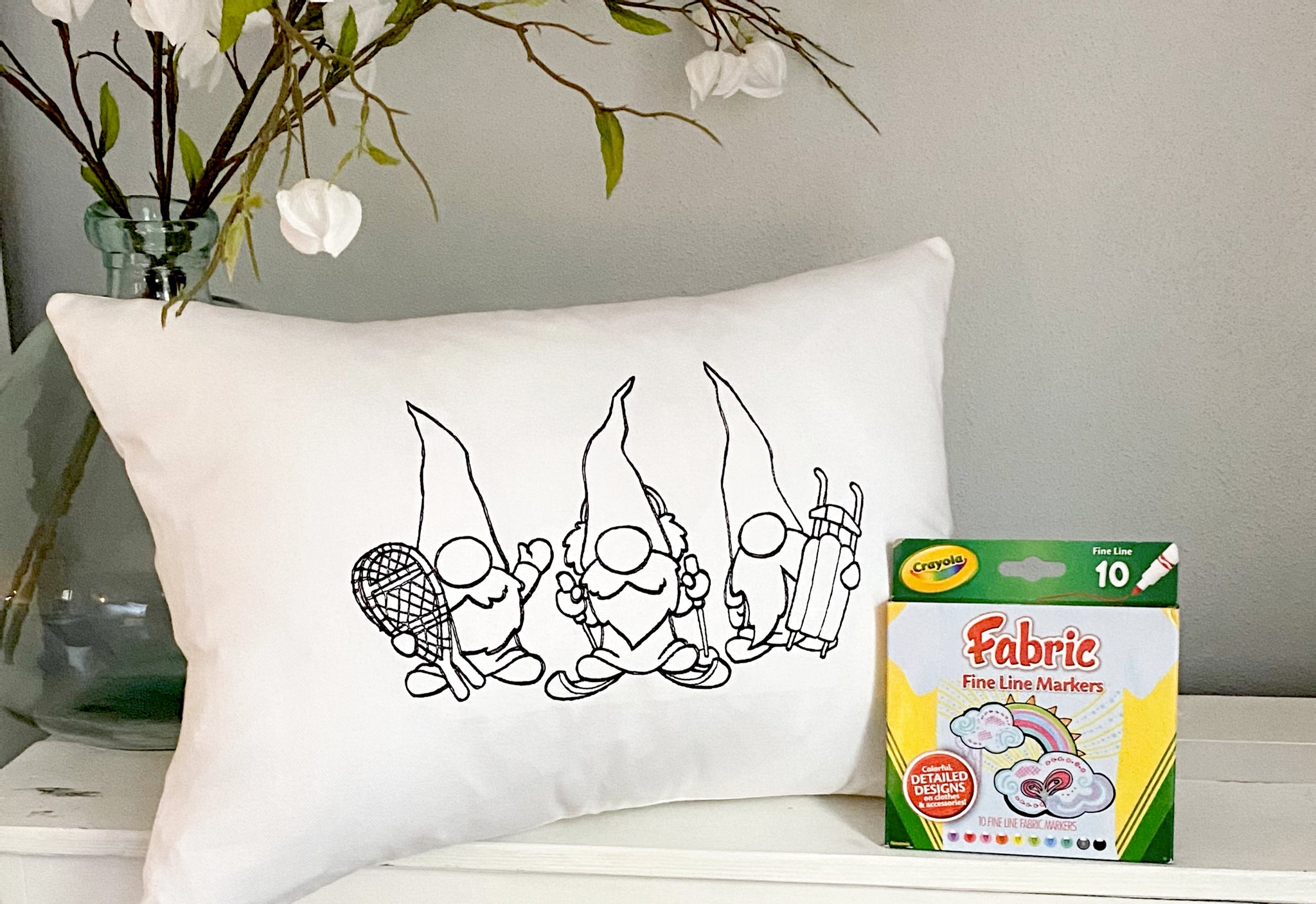 For A Cause Coloring Winter Gnomes Pillow