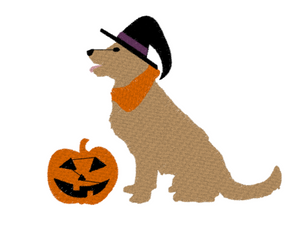 Halloween Dog with Witch Hat Design