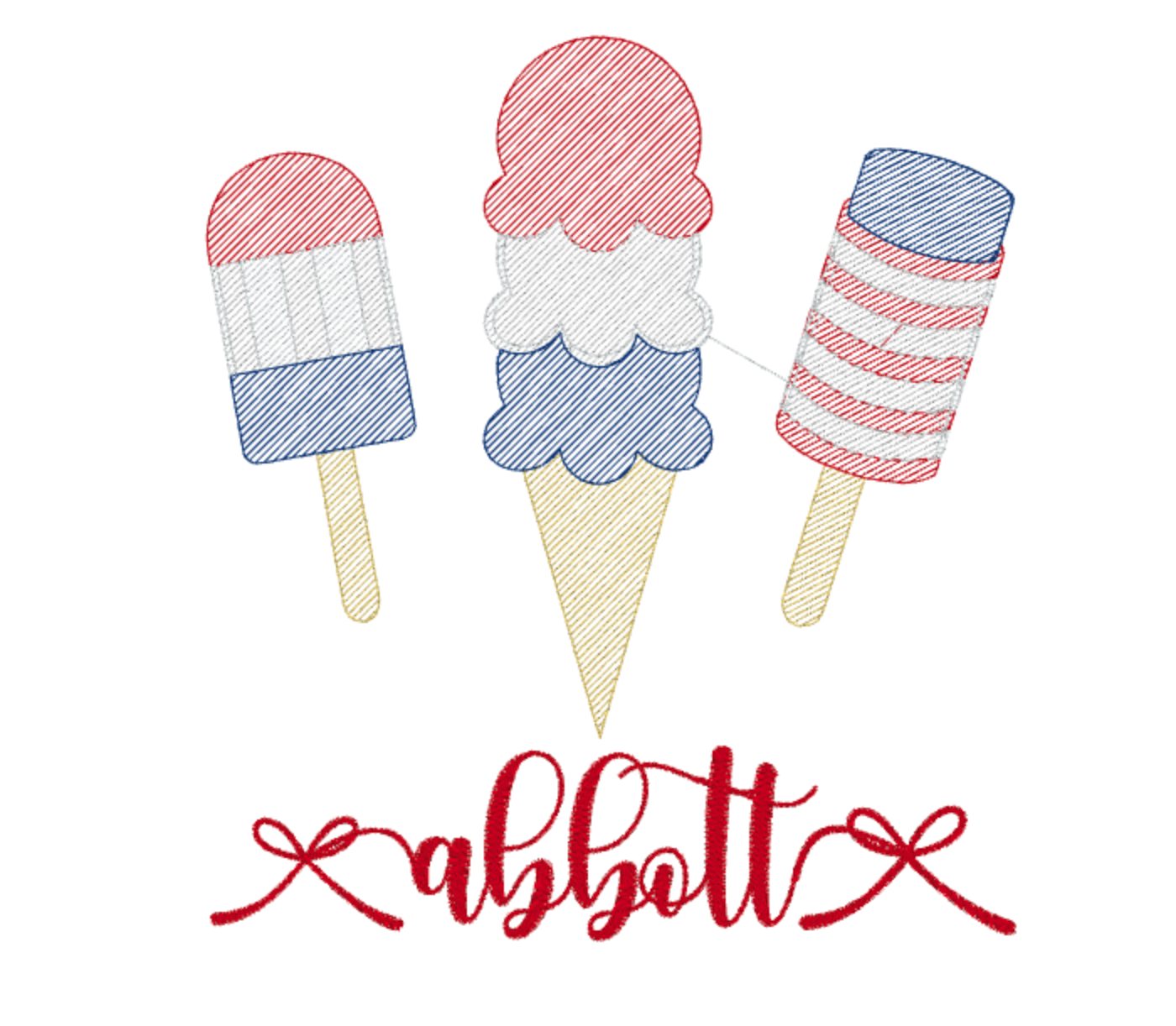 4th of July Ice Cream White Muslin