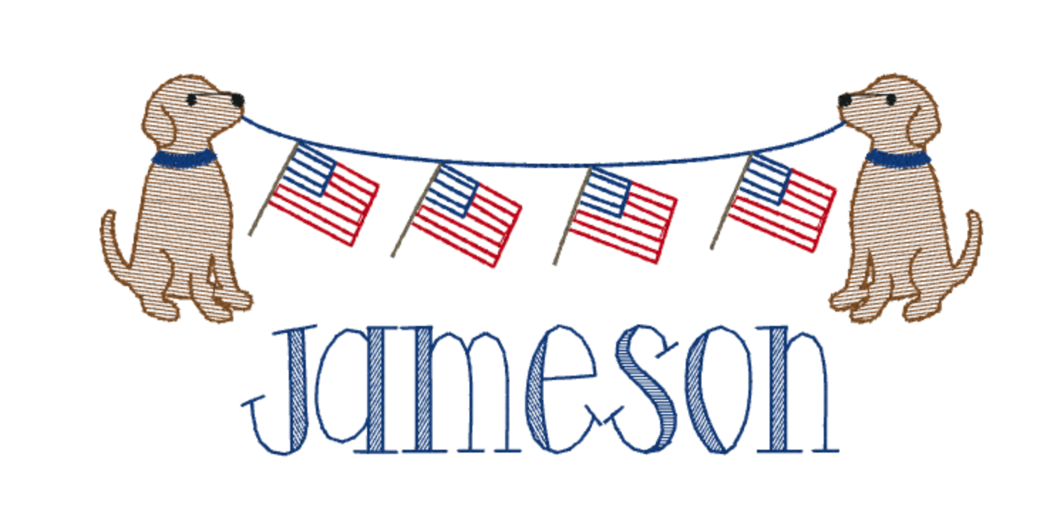 4th of July Pups- White Muslin