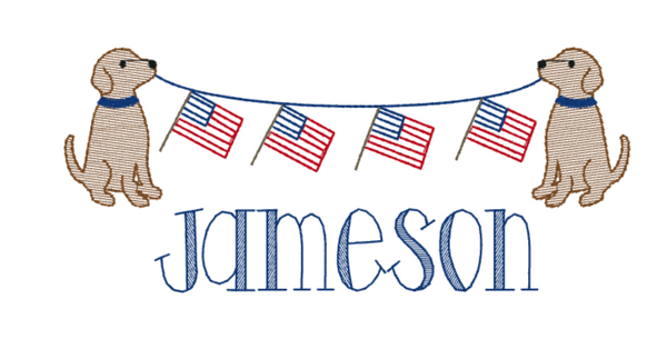 4th of July Pups- White Muslin