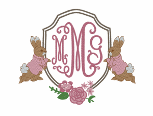 Floral Rabbit Frame- Bib