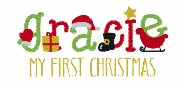 My First Christmas with Dear Santa Font- White Muslin