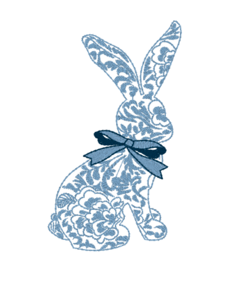 Chinoiserie Bunny Wreath Sash
