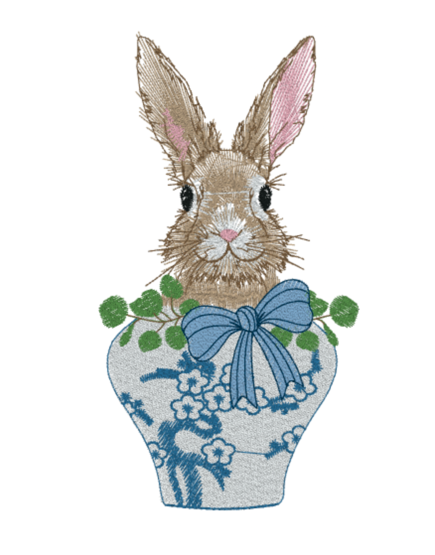 Bunny Chinoiserie Pot Wreath Sash