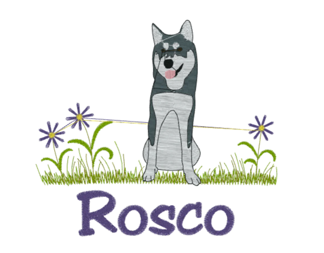 Husky Dog- White Muslin