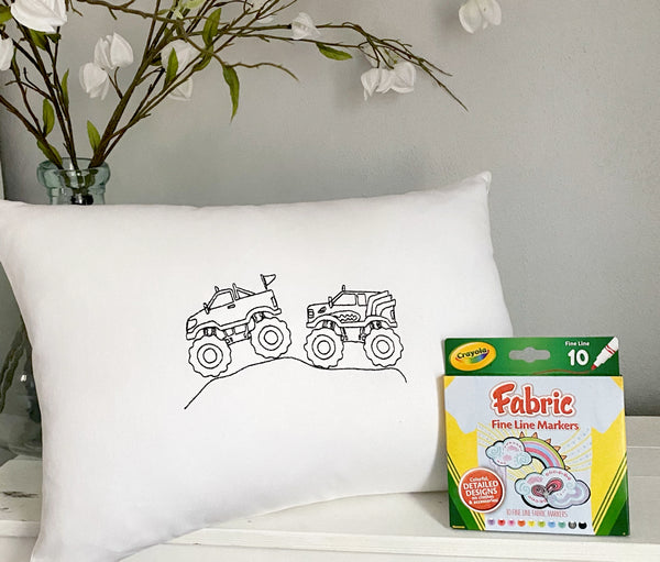 For A Cause Coloring Monster Truck Pillow