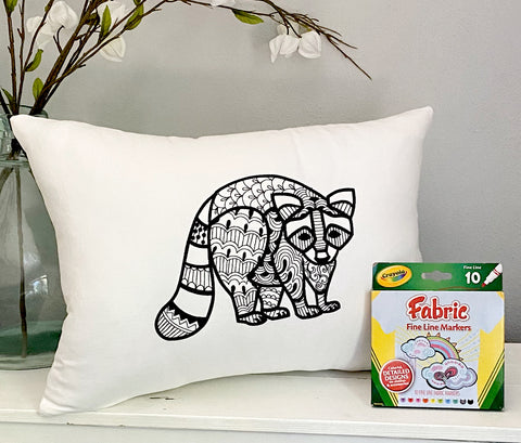 For A Cause Coloring Raccoon Pillow